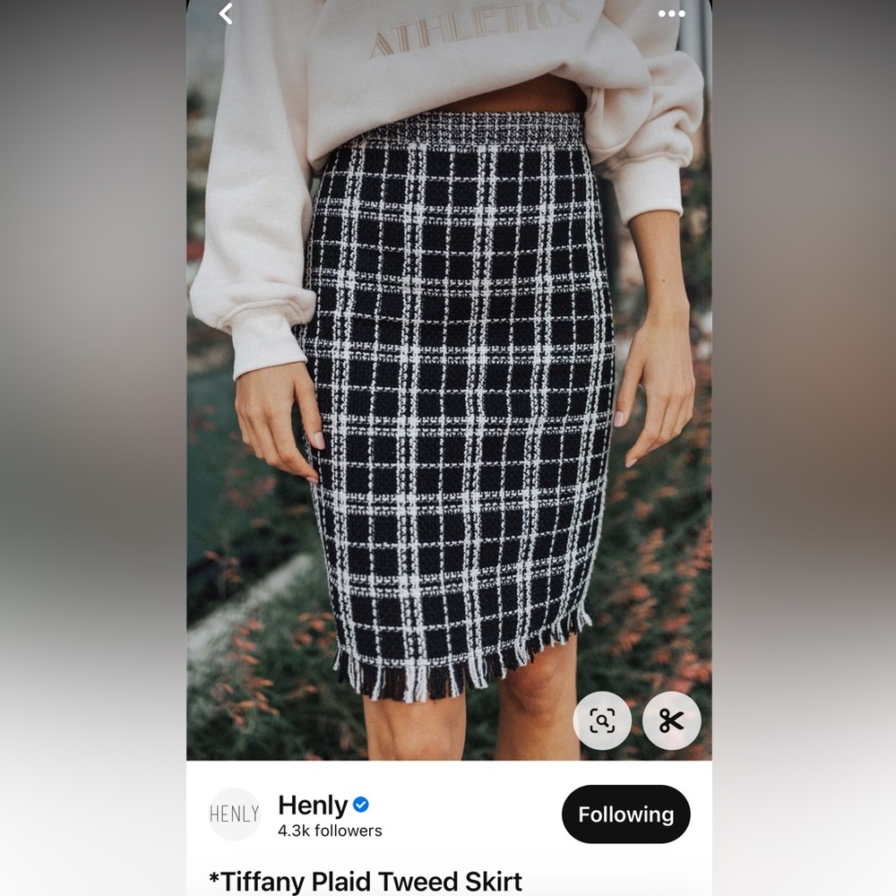 HENLY Tiffany Plaid Tweed Skirt